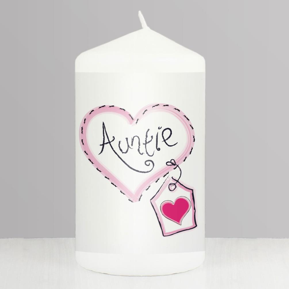 Auntie Heart Stitch Pillar Candle Extra Image 1